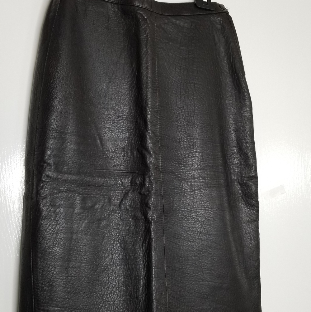Vintage Genuine Leather A-line Skirt